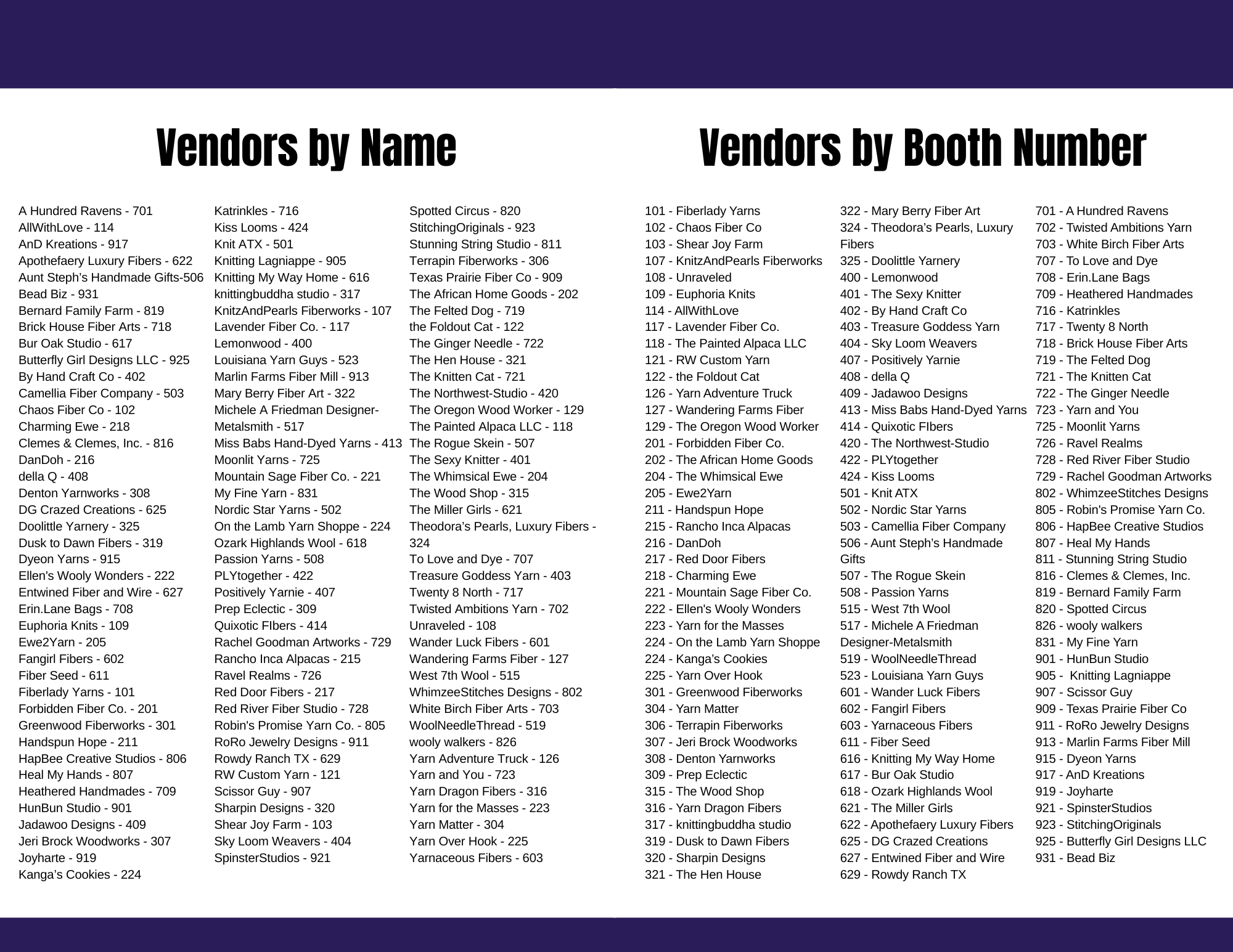 2026 DFW Fiber Fest Market Vendor Names